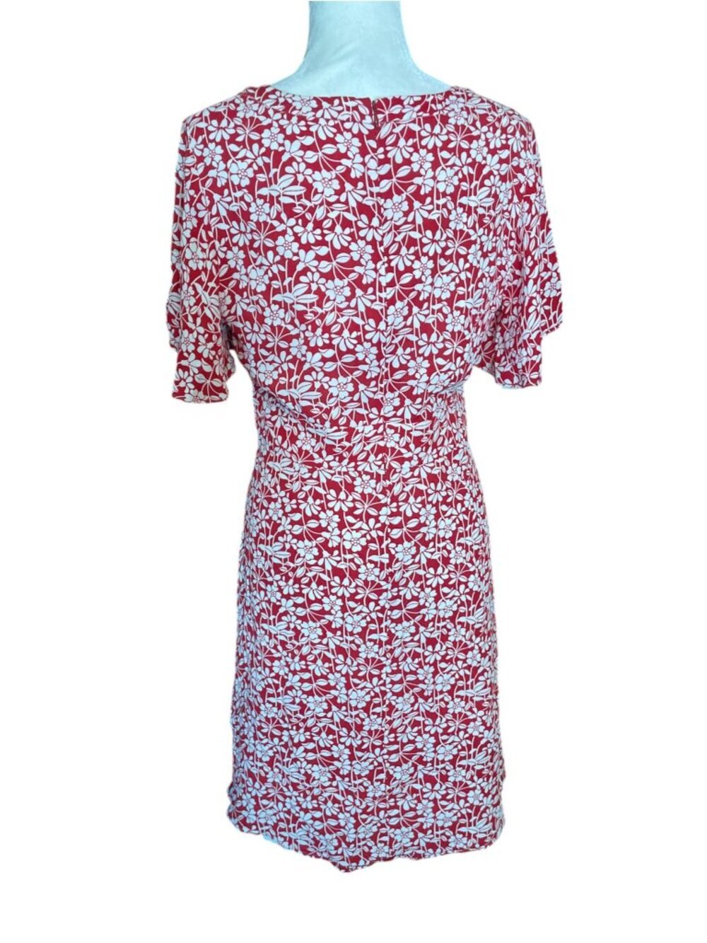 Brooks Brothers Red Fleece White Floral Flutter-Sleeve V-Neck Dress SZ 10 - Picture 4 of 10